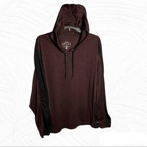 Registered Split Maroon/Black Marble Hoodie w Thumb Holes Men L